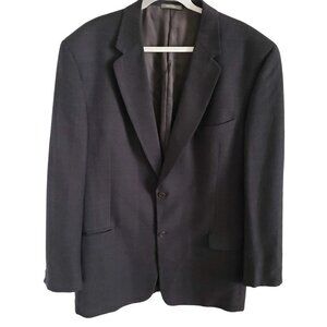 Calvin Klein Men's Size 44 Xlong Dark Brown Plaid Sport Coat 100% Wool Classic